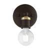 LIVEX LIGHTING 14420-07 1 Light Bronze with Antique Brass Accents ADA Single Vanity Sconce