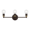 LIVEX LIGHTING 14423-07 3 Light Bronze with Antique Brass Accents ADA Vanity Sconce