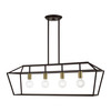 LIVEX LIGHTING 49437-07 4 Light Bronze with Antique Brass Accents Linear Chandelier