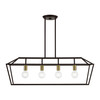 LIVEX LIGHTING 49437-07 4 Light Bronze with Antique Brass Accents Linear Chandelier