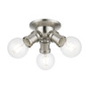 LIVEX LIGHTING 47169-91 3 Light Brushed Nickel Flush Mount