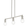 LIVEX LIGHTING 47163-91 3 Light Brushed Nickel Linear Chandelier