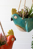 KALALOU CDV2137 SET OF TWO CERAMIC BIRDS HANGING PLANTERS