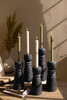 KALALOU H4292 SET OF FIVE BLACK CLAY TAPER HOLDERS