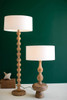 KALALOU NAT1040X CARVED WOODEN TABLE LAMP WITH OF WHITE BARREL SHADE