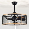 WAREHOUSE OF TIFFANY'S DW01W12IB Merdan 24 in. Indoor Black and Brown Finish Ceiling Fan with Light Kit and Remote