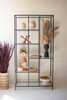 KALALOU CHW1485 Antique Black Metal Display Unit With Fluted Glass Shelves