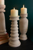 KALALOU CMH1092 Set Of Three Turned Wooden Candle Holders