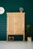 KALALOU DAM1008 Large Two Door Wooden Cabinet With  Woven Cane Detail