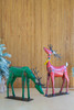 KALALOU NTM1364 Set Of Two Recycled Metal Deer - One Each Color