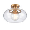 ELK HOME 89764/1 Clement 13'' Wide 1-Light Semi Flush Mount - Brushed Gold