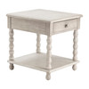 CRESTVIEW COLLECTION CVFZR3524 Pembroke Turned Leg Chalk Grey 1 Drawer End Table