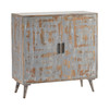 CRESTVIEW COLLECTION CVFNR657 Bengal Manor Mango Wood 2 Door Cabinet Heavily Distressed Grey Finish