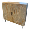 CRESTVIEW COLLECTION CVFNR657 Bengal Manor Mango Wood 2 Door Cabinet Heavily Distressed Grey Finish