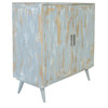CRESTVIEW COLLECTION CVFNR657 Bengal Manor Mango Wood 2 Door Cabinet Heavily Distressed Grey Finish