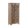 CRESTVIEW COLLECTION CVFNR353 Bengal Manor Mango Wood Hand Carved Open Design 2 Door Tall Cabinet