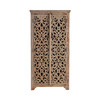 CRESTVIEW COLLECTION CVFNR353 Bengal Manor Mango Wood Hand Carved Open Design 2 Door Tall Cabinet