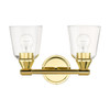 LIVEX LIGHTING 16782-02 2 Light Polished Brass Vanity Sconce