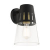 LIVEX LIGHTING 27972-04 1 Light Black Outdoor Medium Wall Lantern with Soft Gold Finish Accents