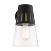 LIVEX LIGHTING 27972-04 1 Light Black Outdoor Medium Wall Lantern with Soft Gold Finish Accents