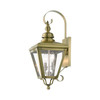 LIVEX LIGHTING 27372-01 2 Light Antique Brass Outdoor Medium Wall Lantern with Brushed Nickel Finish Cluster