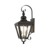 LIVEX LIGHTING 27372-07 2 Light Bronze Outdoor Medium Wall Lantern with Antique Brass Finish Cluster