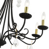 LIVEX LIGHTING 40878-04 8 Light Black Large Chandelier with Antique Brass Finish Accents and Clear Crystals