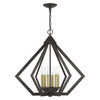 LIVEX LIGHTING 40926-92 6 Light English Bronze Chandelier with Antique Brass Finish Accents