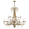 LIVEX LIGHTING 40870-48 18 Light Antique Gold Leaf Extra Large Chandelier with Clear Crystals