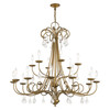 LIVEX LIGHTING 40870-48 18 Light Antique Gold Leaf Extra Large Chandelier with Clear Crystals