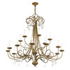 LIVEX LIGHTING 40870-48 18 Light Antique Gold Leaf Extra Large Chandelier with Clear Crystals