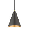 LIVEX LIGHTING 41492-07 1 Light Bronze Cone Pendant with Antique Brass Accents