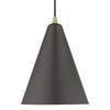 LIVEX LIGHTING 41492-07 1 Light Bronze Cone Pendant with Antique Brass Accents