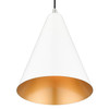 LIVEX LIGHTING 41492-69 1 Light Shiny White Cone Pendant with Polished Chrome Accents