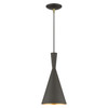 LIVEX LIGHTING 41185-07 1 Light Bronze Pendant with Antique Brass Finish Accents LIVEX LIGHTING 41185-07 1 Light Bronze Pendant with Antique Brass Finish Accents