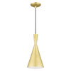 LIVEX LIGHTING 41185-33 1 Light Soft Gold Pendant with Polished Brass Finish Accents