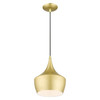 LIVEX LIGHTING 41186-33 1 Light Soft Gold Pendant with Polished Brass Finish Accents