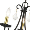 LIVEX LIGHTING 40873-04 3 Light Black Mini Chandelier with Antique Brass Finish Accents and Clear Crystals