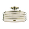 LIVEX LIGHTING 55118-01 3 Light Antique Brass Large Semi-Flush