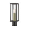 LIVEX LIGHTING 28034-07 1 Light Bronze Outdoor Post Top Lantern with Antique Gold Finish Accents