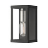 LIVEX LIGHTING 28031-04 1 Light Black Outdoor ADA Small Wall Lantern with Brushed Nickel Finish Accents