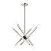 LIVEX LIGHTING 46844-91 8 Light Brushed Nickel Chandelier with Black Chrome Finish Accent
