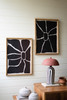 KALALOU CHH1504 SET OF TWO BLACK & WHITE FRAMED ABSTRACT PRINTS UNDER GLASS