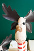 KALALOU NBA2461 SET 2 RECYCLED IRON MOOSE W RED & WHTE PAINTED WOOD BASES