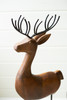 KALALOU NCRE1000 SET OF THREE CARVED WOOD AND IRON REINDEER ON BASES