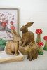 KALALOU NCRE1001 SET OF THREE CARVED WOODEN RABBITS