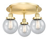 INNOVATIONS 916-3C-SG-G204-6 Beacon 3 17.75 inch Flush Mount Satin Gold