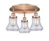 INNOVATIONS 916-3C-AC-G192 Bellmont 3 17.75 inch Flush Mount Antique Copper