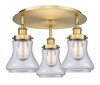 INNOVATIONS 916-3C-BB-G192 Bellmont 3 17.75 inch Flush Mount Brushed Brass