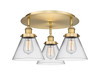 INNOVATIONS 916-3C-BB-G42 Cone 3 19.5 inch Flush Mount Brushed Brass